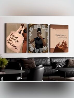 New in Box! Black Girl Themed Wall Art (3 Pack) Size: 12x16x3